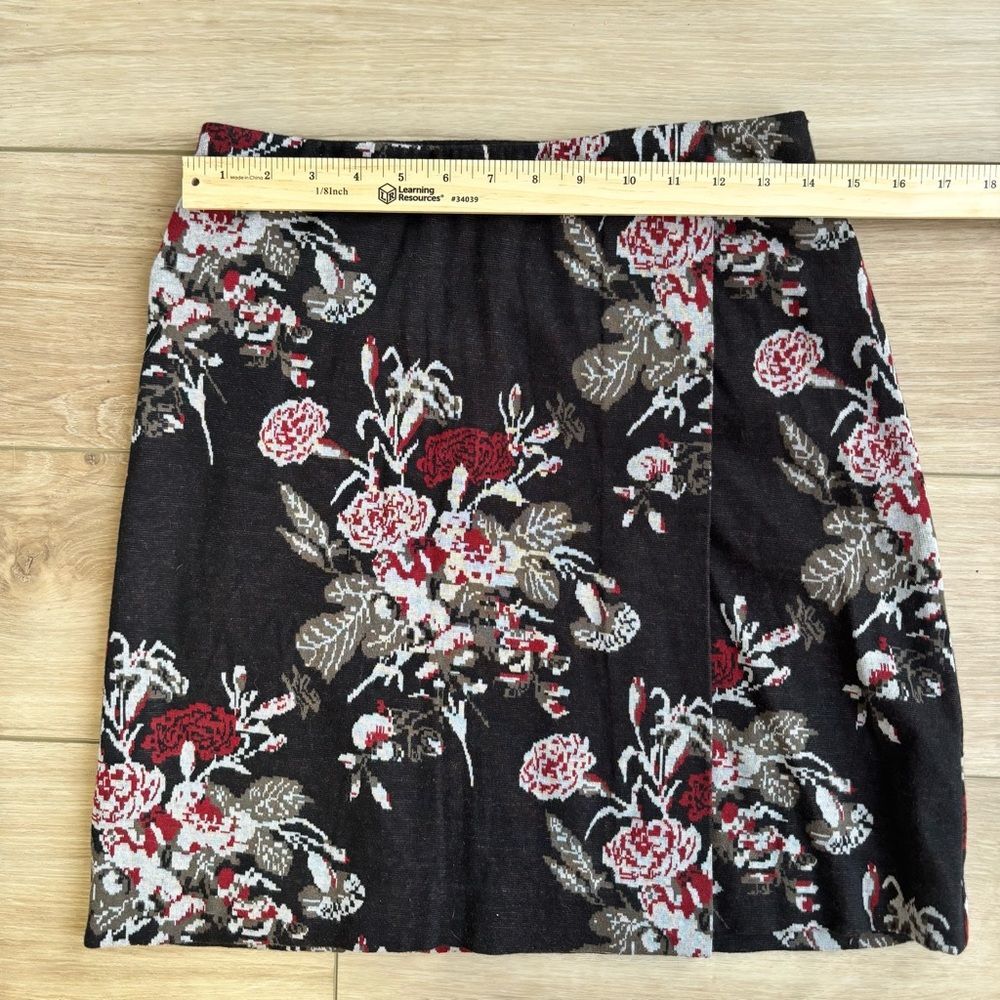 J.Jill Black Floral Knit Skirt XS Petite Pull On NWT Cottagecore - Picture 9 of 9